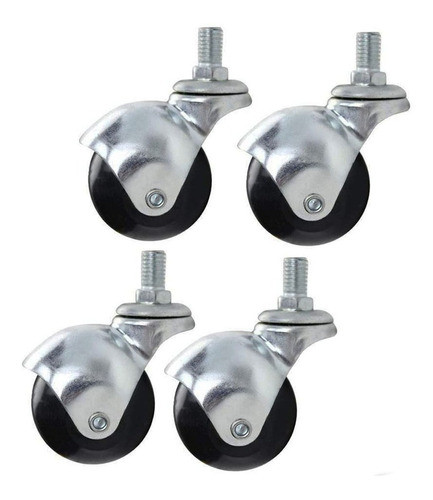 4 Ruedas Bola De Goma C/ Rosca 1 1/2  Pul. Y 40mm P/muebles 0