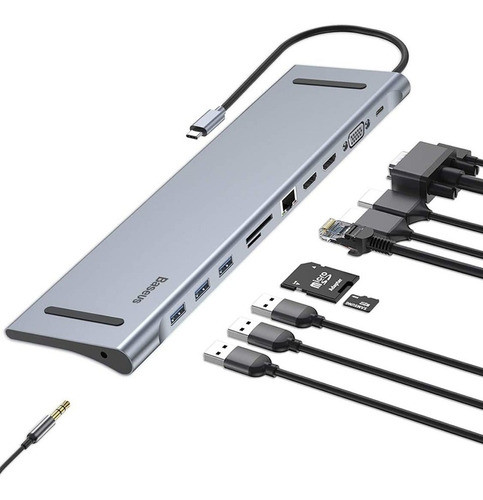 Hub Usb-c Type-c Multifuncional Hdmi Rj45 P2 Vga Baseus Mac 0
