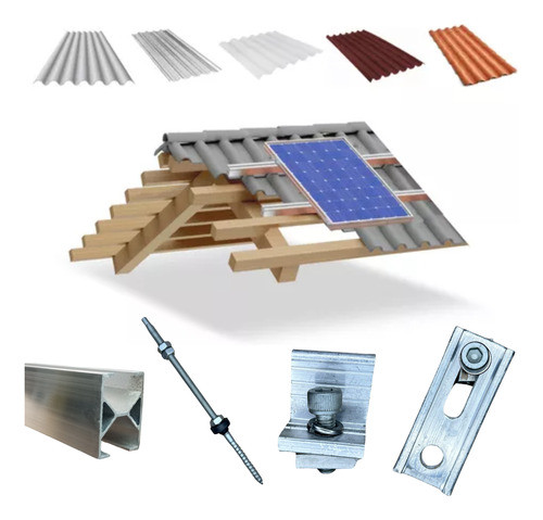 Kit Estrutura De Fixação Para 2 Placa Solar Com Trilho 0