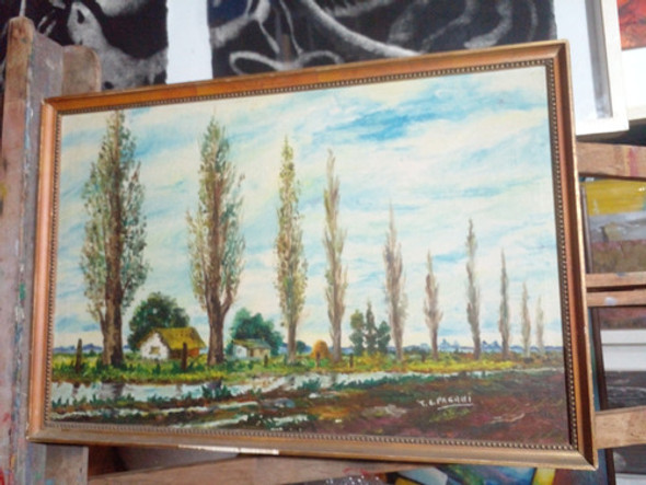 Obra Original De T. E. Pagani Con Marco. Oleo Sobre Lienzo 1