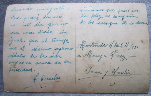 Postal Coloreada Romántica Pareja  Antigua De La Epoca 1