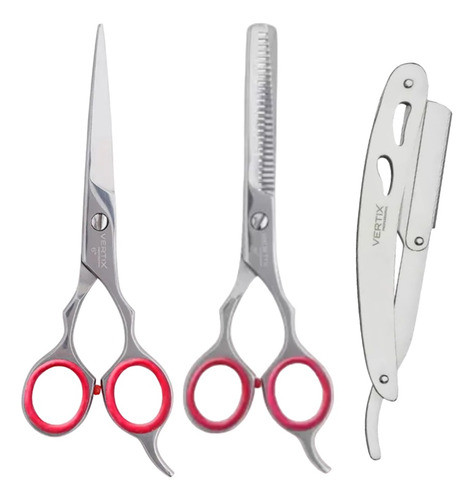 2 Tesouras Red Circle 6  Desbaste Duplo + Laser + Navalhete 0