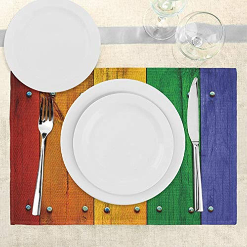 Conjunto De 4 Alfombrillas De Colores Modernos Color Rojo Ar 1