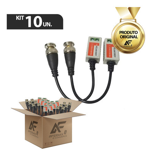 Kit 10 Par Conversor Vídeo Balun Passivo Hd Cftv Cvi/tvi/ahd 1