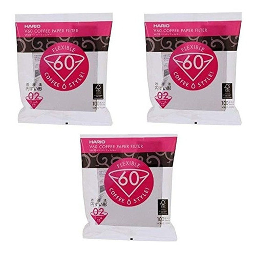 Hario 02 100count Color Blanco Filtros De Papel De Cafe 3pa 0