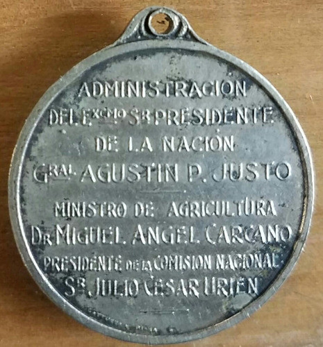 Medalla Censo Nacional Agropecuario 1937  30 Mm Agricultura 1
