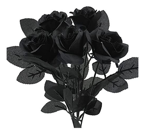 5 Uds Rosas Flores Artificiales, Uieke Rosas Negras Flores A 0