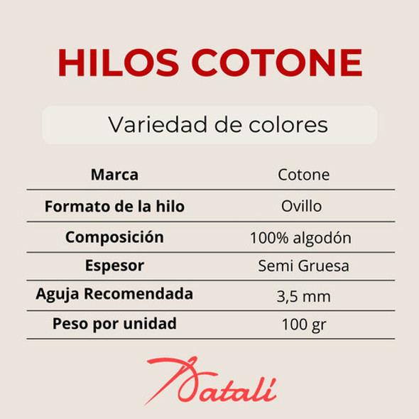 Hilo De Algodón Cotone Ovillo Semi Grueso Colores Pack X5 1