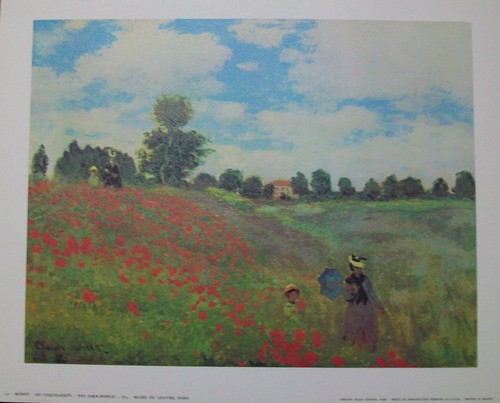 Monet Lámina  Les Coquelicots 24 X 30 Publicada En París 0
