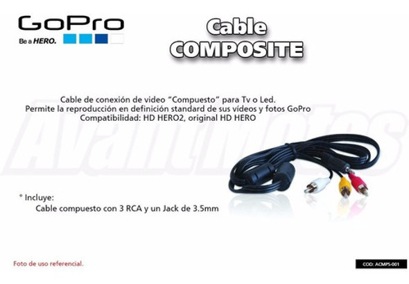Cable Gopro Composite Para Tv Hero1 Hero2 1