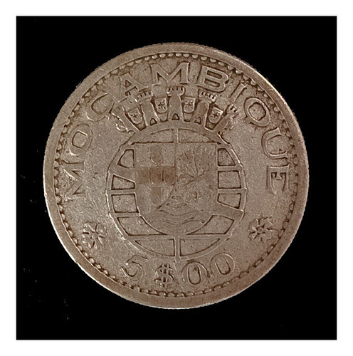 Mozambique 5 Escudos 1960 Exc Plata Km 84 Colonia Portuguesa 0