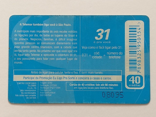 Ct178= Cartao Telemar Praça Da Sé = Desc,5,00 Ver Abaixo 1