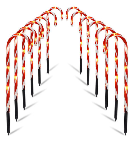 Biswing Luces De Bastn De Caramelo Para Exteriores, 12 Marca 0