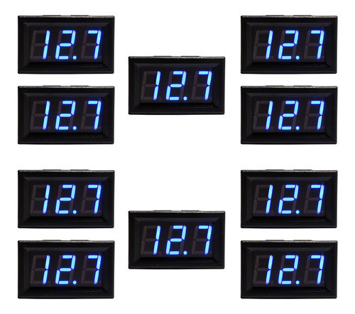 Kit 10 Voltimetros Dc 4.5 30vcc Corriente Continua Azul 0