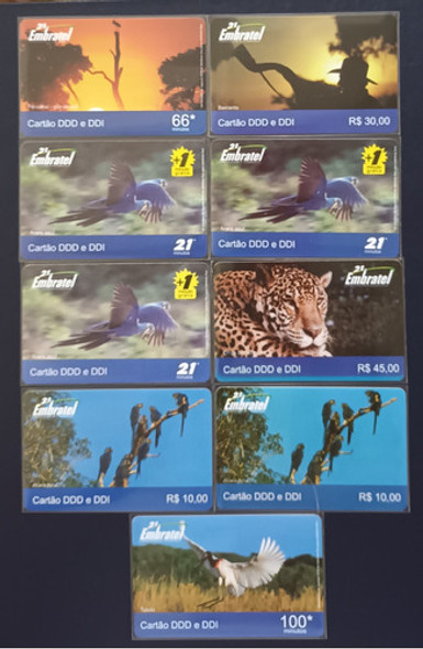 9 Cartões Telefônicos Embratel. Pantanal. 0