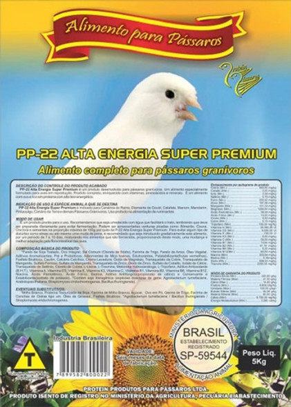 Racao Farinhada Canario Pp22 Alta Energia 1kg Super Premium 1
