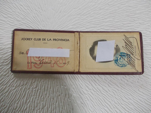 4378- Carnet Familia(usado) Jockey Club La Plata 1939 1