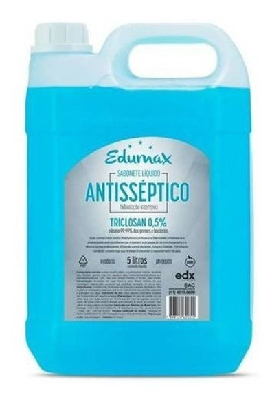 Sabonete Liquido Antisséptico Triclosan Edumax 5l 1 Sabonete Liquido Antisséptico Triclosan Edumax 5l 1