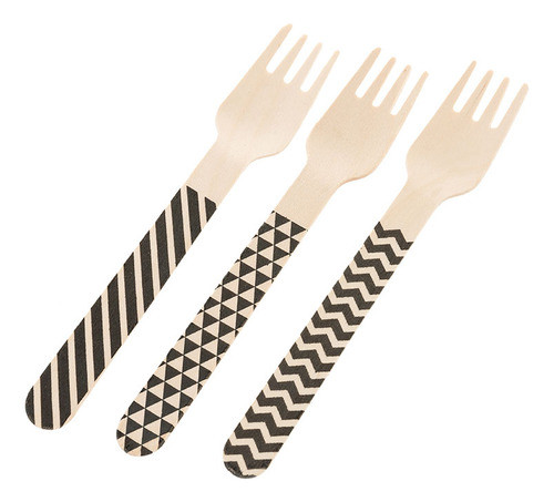 Garfo De Madeira Preto Decorado (10 Unidades) 0