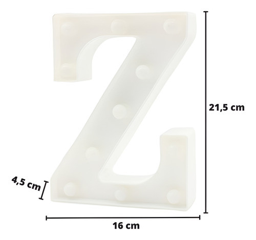 Luminária Decorativa Led 3d Letra Z Branca 22cm Decoração 1