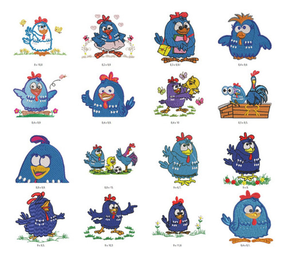 90 Matrices P/maquinas De Bordar Gallina Pintadita Y Numeros 1