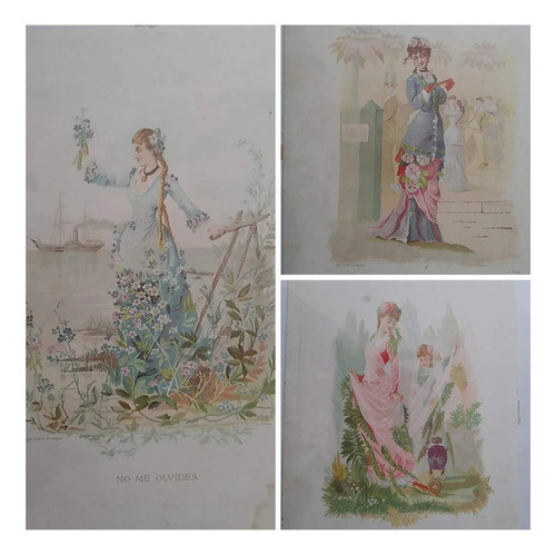 Mujeres Flores Litografías Españolas S Xix (3) My1724 0