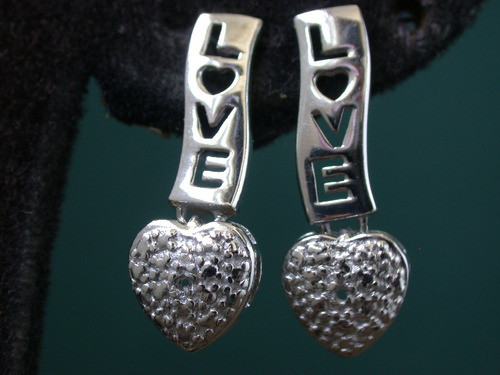 Luli Par Caravanas Plata 925 Love Forma Corazon Oferta! 1