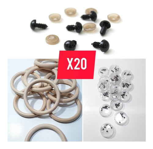 Combo Kit Para Tejer Sonajero Crochet Argolla 88mm Ojo X20 1