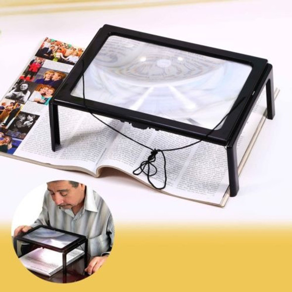 4led Lámpara Manos Libres Lupa Cristal A4 Tamaño De Lectura 0