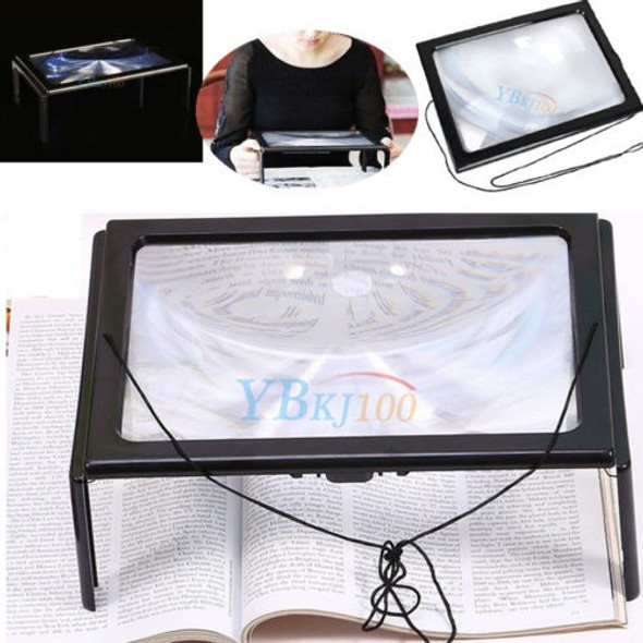 4led Lámpara Manos Libres Lupa Cristal A4 Tamaño De Lectura 1