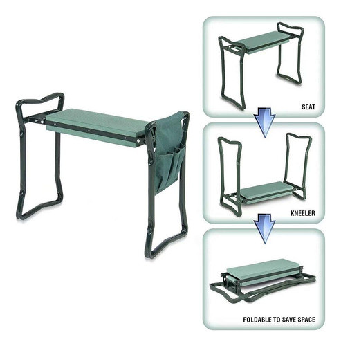 ~? Reclinatorio De Jardín Plegable Y Asiento Con Bolsa De He 1