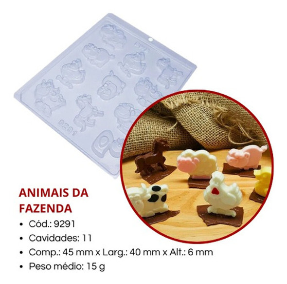 Kit 3 Forma Animais Da Fazenda Simples S/ Silicone C9291 Bwb 1