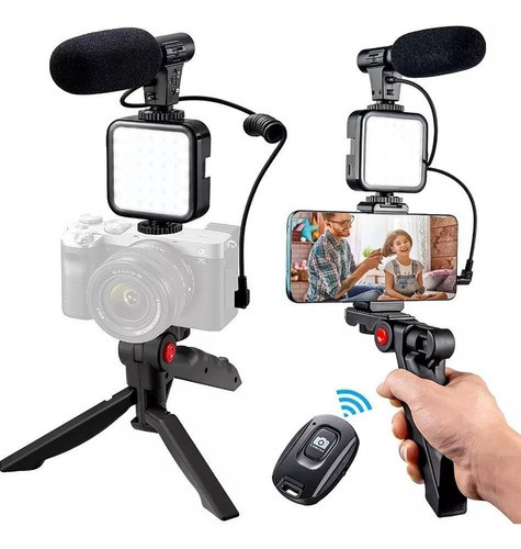 Kit D Vídeo C Suporte De Celular Tripé Vlog Youtuber Mb 3004 0