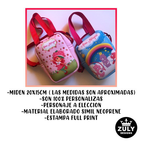 10 Bolsitos Tipo Loncheras Con Cinta Regulable 15x20cm 1