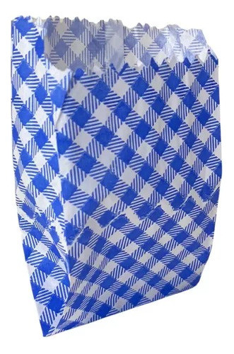 Saquinho Azul Xadrez C 50 Un Festa Junina Arraiá 8cm X 14cm 0