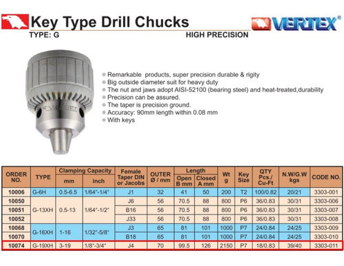 Mandril A Cremallera Reforzado J4 19mm Vertex 10074 1