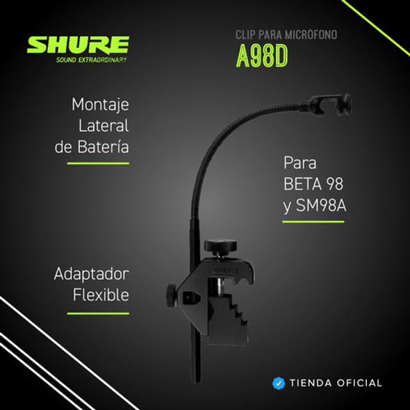 Clip Para Micrófono Shure A98d Para Batería Flexible Negro 1