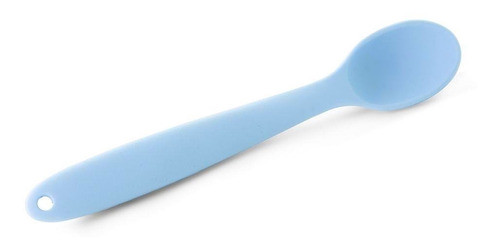 Colher Infantil Flexível Silicone Sem Bpa Papinha Bebê Azul 0
