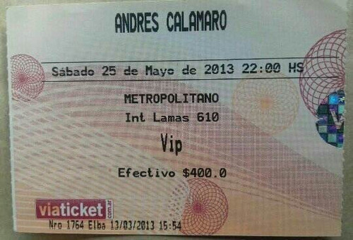 Entrada Coleccion Andres Calamaro Chile 2013 0