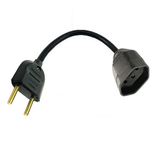 Cabo Cordão Prolongador Mini 25cm 10a/10a 2p/2p+t Preto 0