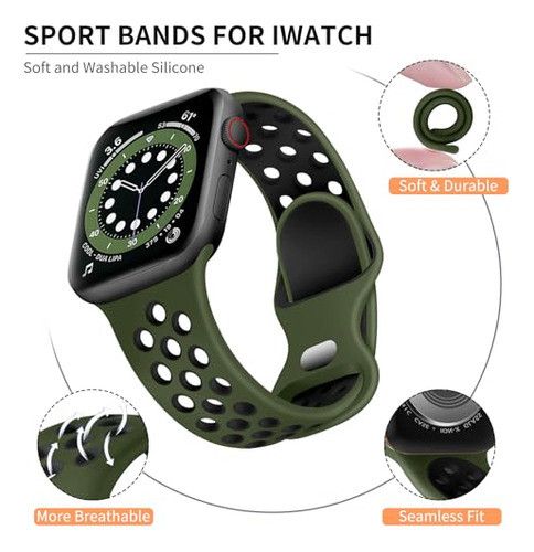 Correa Deportiva Para Apple Watch 42mm A 49mm Verde 1