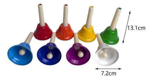 Conjunto De 8 Sinos De Mão Coloridos Sinos De Percussão De 1