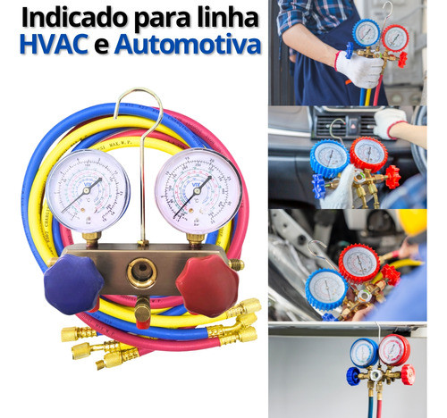 Manifold De Alumínio R134a R22 R404 R407 + 3 Mangueiras 90cm 1