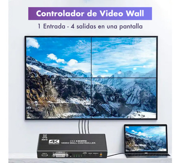 Video Wall Controlador 1 Entrada 4 Salidas Megan Tech 4k 2x2 1