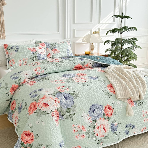 Uozzi Bedding Set De Edredón Botánico Queen Size 88x88 3 Pc 1