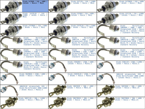 Diodo 16f060 16a 600v Catodo = Rosca M6x1-p 1