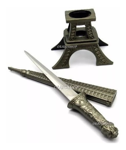 Torre Eiffel Adaga Faca Espada Punhal C/suporte Decorativa P 0