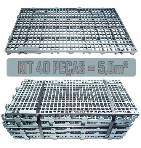 Kit 40 Pç Pallet Estrado Plástico 2,5 X 25x50 Cinza Multiuso 0