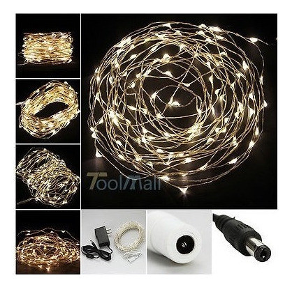 Blanco Cálido 10m 100 Luces Cadena Llevó La Lámpara Del Alam 1