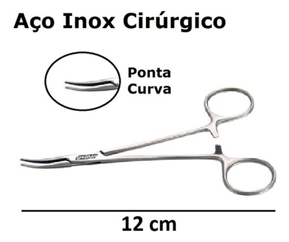 Pinça Halstead Mosquito Curva 12cm Aço Inox Cirúrgico 1 Pinça Halstead Mosquito Curva 12cm Aço Inox Cirúrgico 1